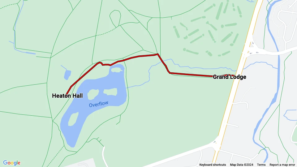 Heaton Park Tramway route map