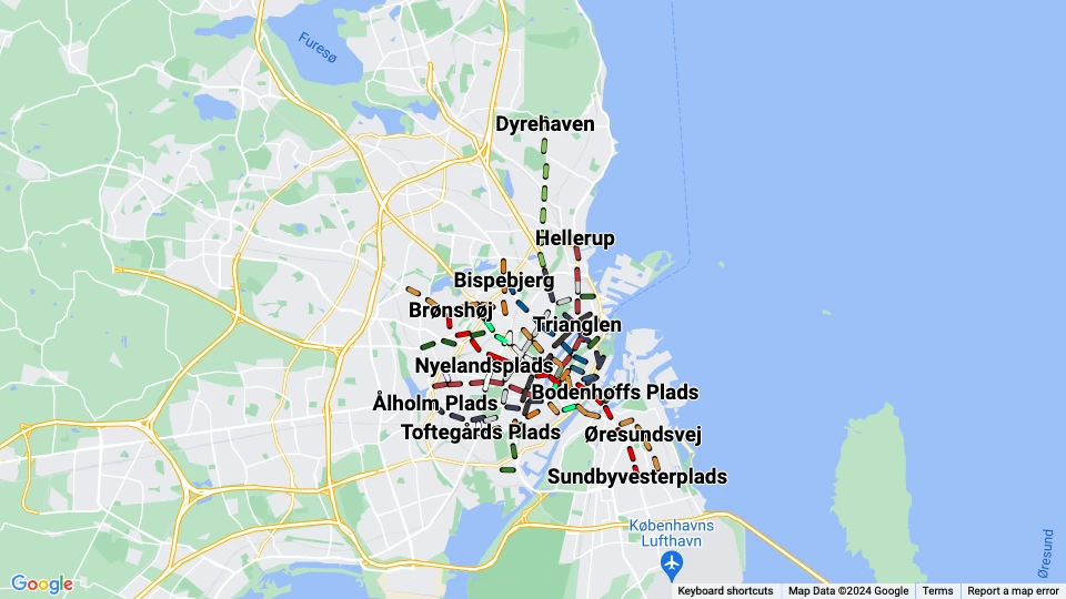 Københavns Sporveje (KS) route map