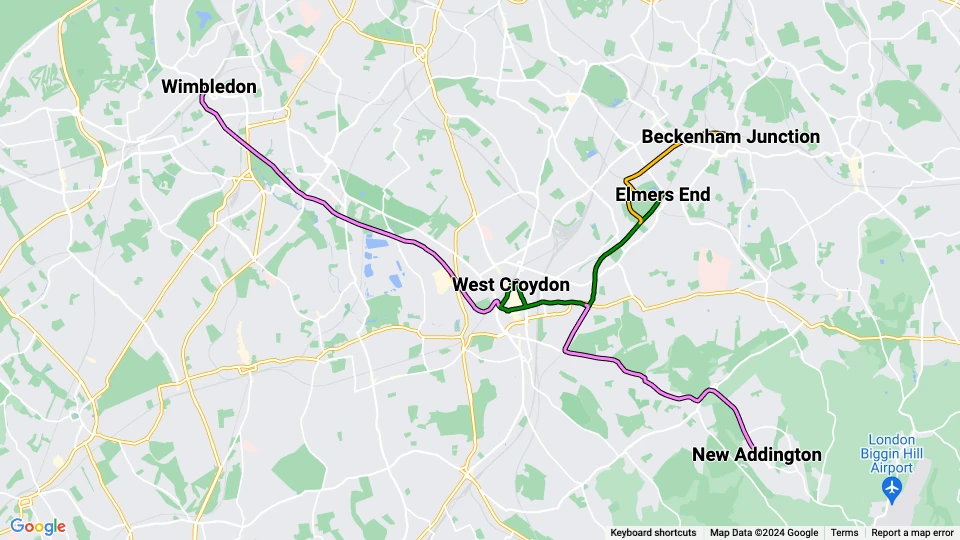 London Tramlink route map