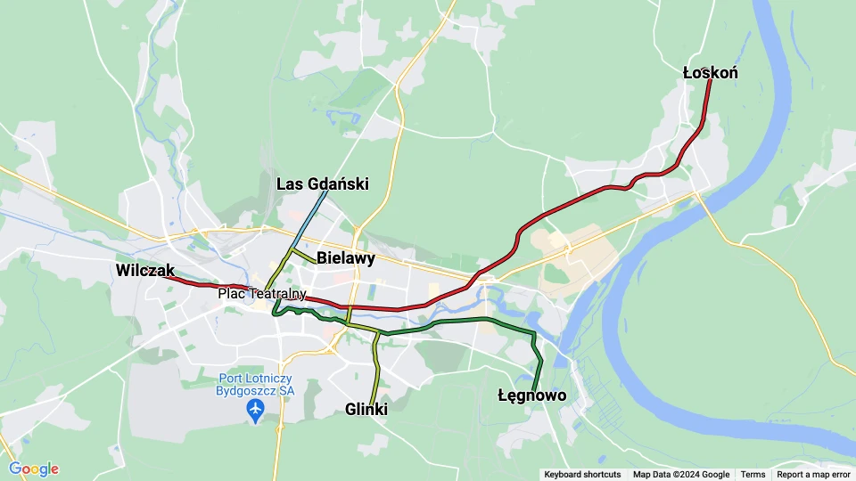 Miejski Zakłady Komunikacyjne w Bydgoszczy (MZK Bydgoszcz) route map