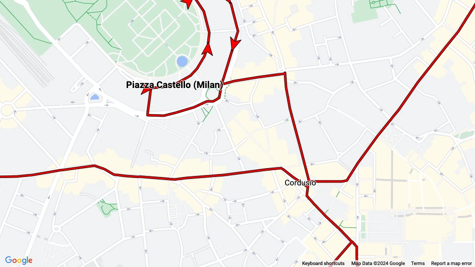 Milan City Tour route map