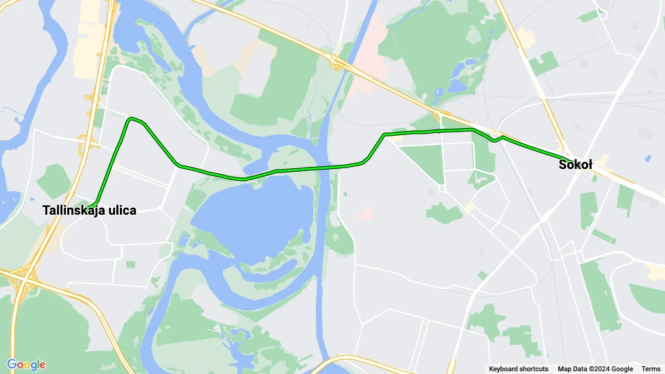 Moscow tram line 15: Sokoł - Tallinskaja ulica route map