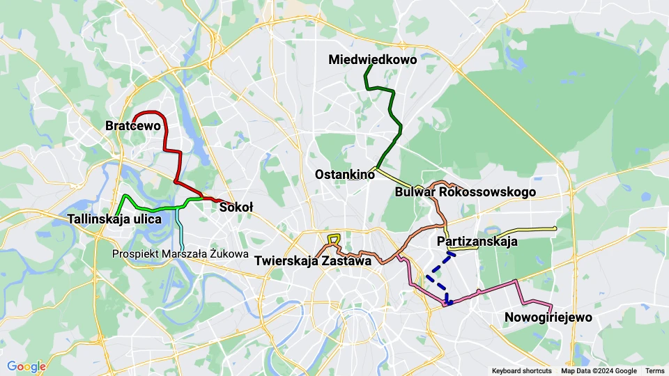 Mosgortrans route map