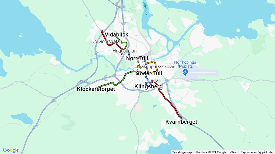 Östgötatrafiken route map