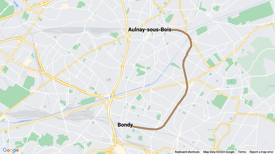 Paris regional line T4: Bondy - Aulnay-sous-Bois route map