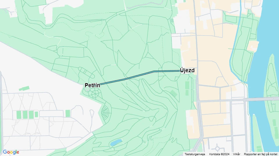 Prague funicular LD: Újezd - Petřín route map