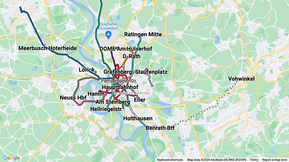 Rheinbahn route map