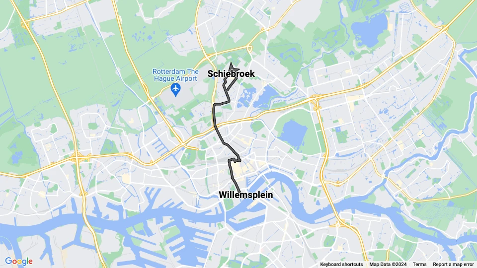 Rotterdam tram line 5: Willemsplein - Schiebroek route map