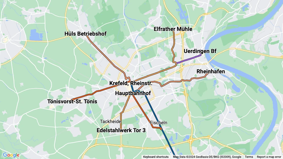 Stadtwerke Krefeld (SWK) route map