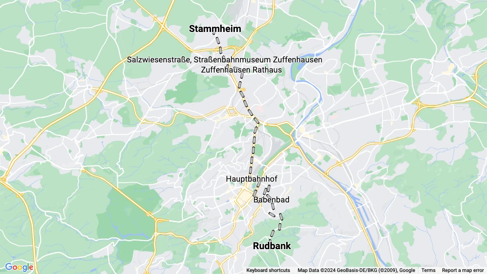 Stuttgarter Straßenbahnen (SSB) route map