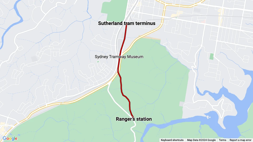 Sydney Tramway Museum route map