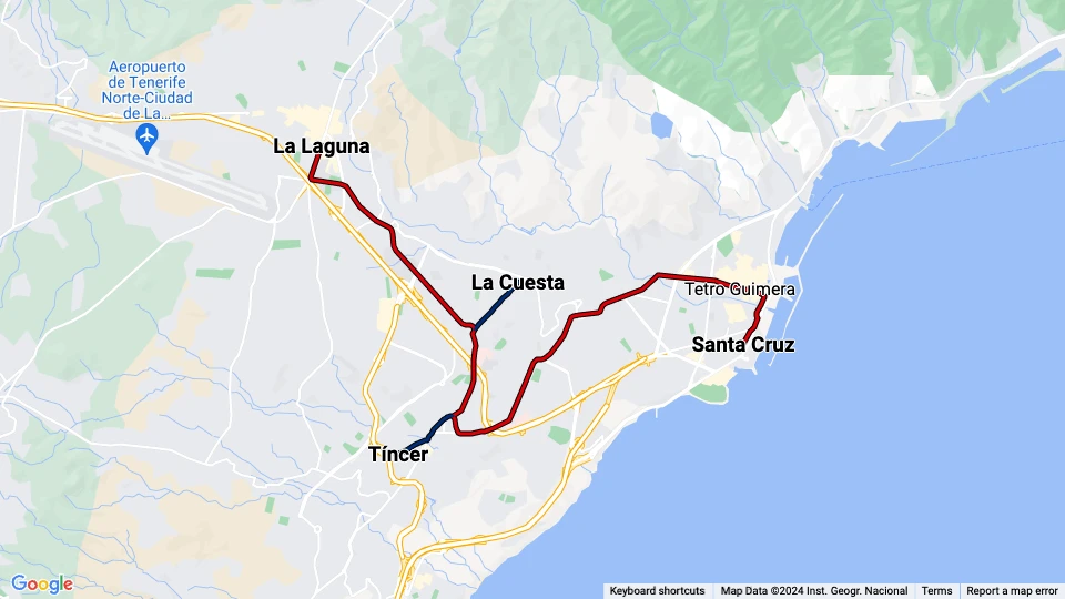 Tranvía de Tenerife route map