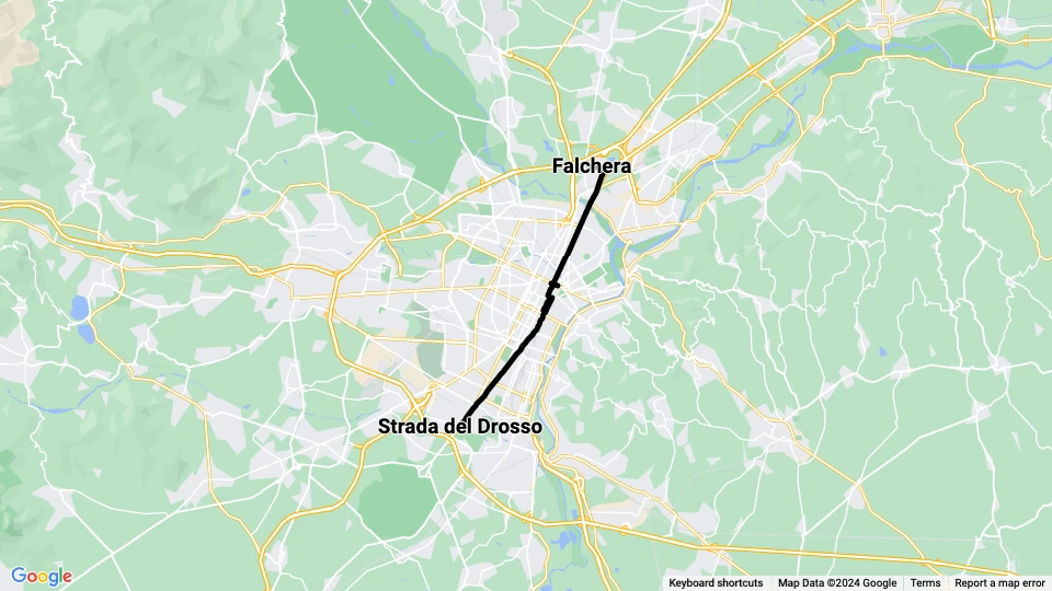 Turin tram line 4: Falchera - Strada del Drosso route map