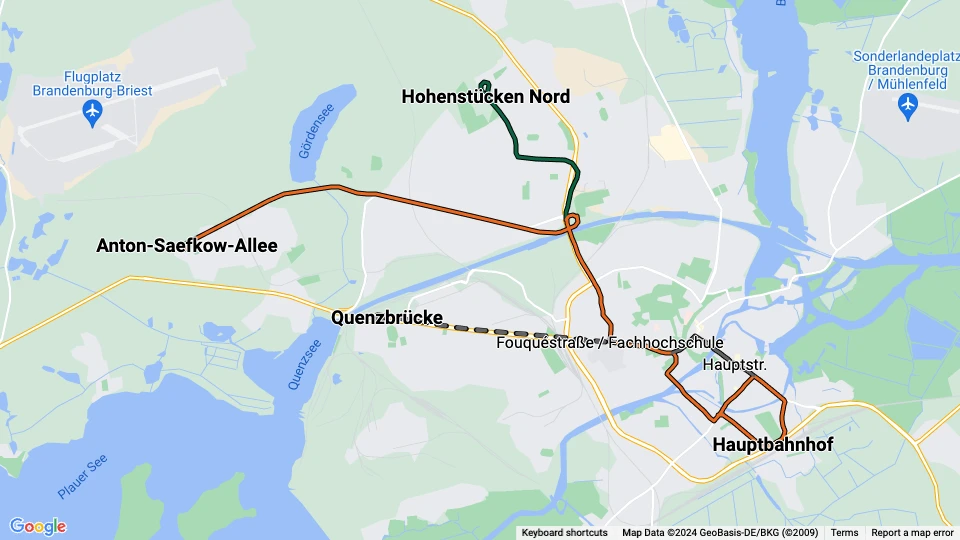 Verkehrsbetriebe Brandenburg an der Havel (VBBr) route map