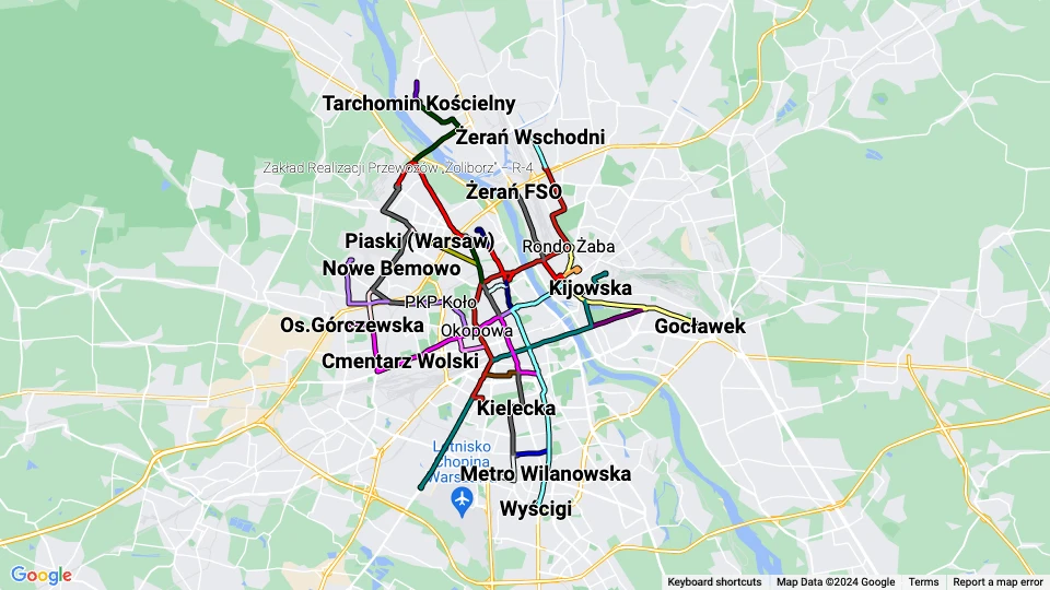 Warszawki Transport Publiczny (WTP) route map