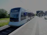 Aarhus light rail line L1 with low-floor articulated tram 2102-2202 at Kollind (2021)