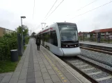 Aarhus light rail line L1 with low-floor articulated tram 2102-2202 at Vestre Strandallé (2023)