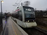 Aarhus light rail line L1 with low-floor articulated tram 2103-2203 at Thorsager (2024)