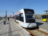 Aarhus light rail line L1 with low-floor articulated tram 2106-2206 at Grenaa (2020)