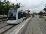 Aarhus light rail line L1 with low-floor articulated tram 2106-2206 at Østbanetorvet (2023)