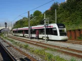 Aarhus light rail line L1 with low-floor articulated tram 2109-2209 on the side track at Aarhus H (2023)