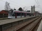 Aarhus light rail line L2 with low-floor articulated tram 1102-1202 at Malling (2019)