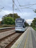 Aarhus light rail line L2 with low-floor articulated tram 1102-1202 in Mårslet (2021)