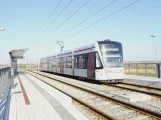 Aarhus light rail line L2 with low-floor articulated tram 1105-1205 at Gl. Skejby (2020)
