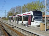 Aarhus light rail line L2 with low-floor articulated tram 1105-1205 at Lystrup (2022)