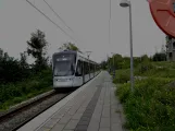 Aarhus light rail line L2 with low-floor articulated tram 1105-1205 at Rosenhøj (2021)