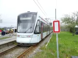 Aarhus light rail line L2 with low-floor articulated tram 1107-1207 at Øllegårdsvej (2021)
