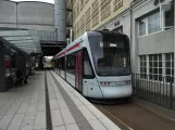 Aarhus light rail line L2 with low-floor articulated tram 1108-1208 at Aarhus H  looked out (2021)