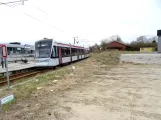 Aarhus light rail line L2 with low-floor articulated tram 1108-1208 at Gunnar Clausens Vej (2021)