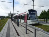 Aarhus light rail line L2 with low-floor articulated tram 1108-1208 at Universitetshospitalet (2024)