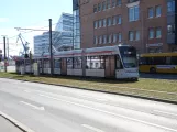 Aarhus light rail line L2 with low-floor articulated tram 1112-1212 on Nørreport (2019)