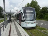 Aarhus light rail line L2 with low-floor articulated tram 1114-1214 at Olof Palmes Alle (2022)