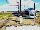 Aarhus light rail line L2 with low-floor articulated tram 2103-2203 at Lisbjerg Bygade (2020)