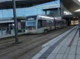 Aarhus light rail line L2 with low-floor articulated tram 2106-2206 at Dokk1 (2024)