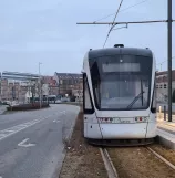 Aarhus low-floor articulated tram 1105-1205 at Nørreport (2021)