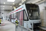 Aarhus low-floor articulated tram 1107-1207 inside the depot Trafik- og Servicecenter (2017)