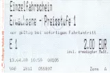 Adult ticket for Freiburger Verkehr (VAG), the front (2008)