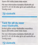 Adult ticket for Göteborgs Spårvägar (GS), the back (2020)