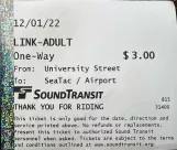 Adult ticket for SoundTransit (2022)