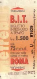 Adult ticket for Tramway and Bus Agency of the City of Rome (ATAC), the front (1999)