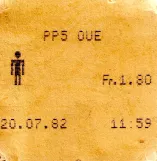 Adult ticket for Transports Publics Neuchâtelois (transN), the front (1982)