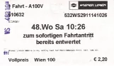Adult ticket for Wiener Linien, the front (2014)