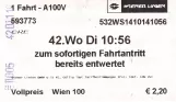 Adult ticket for Wiener Linien, the front  October (2014)