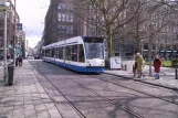 Amsterdam tram line 14 with low-floor articulated tram 2012 on Rembrandtplein (2004)
