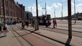 Amsterdam tram line 16 with articulated tram 832 at Central Station (2016)