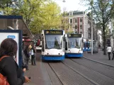 Amsterdam tram line 2 with low-floor articulated tram 2039 at Leidseplein (2009)